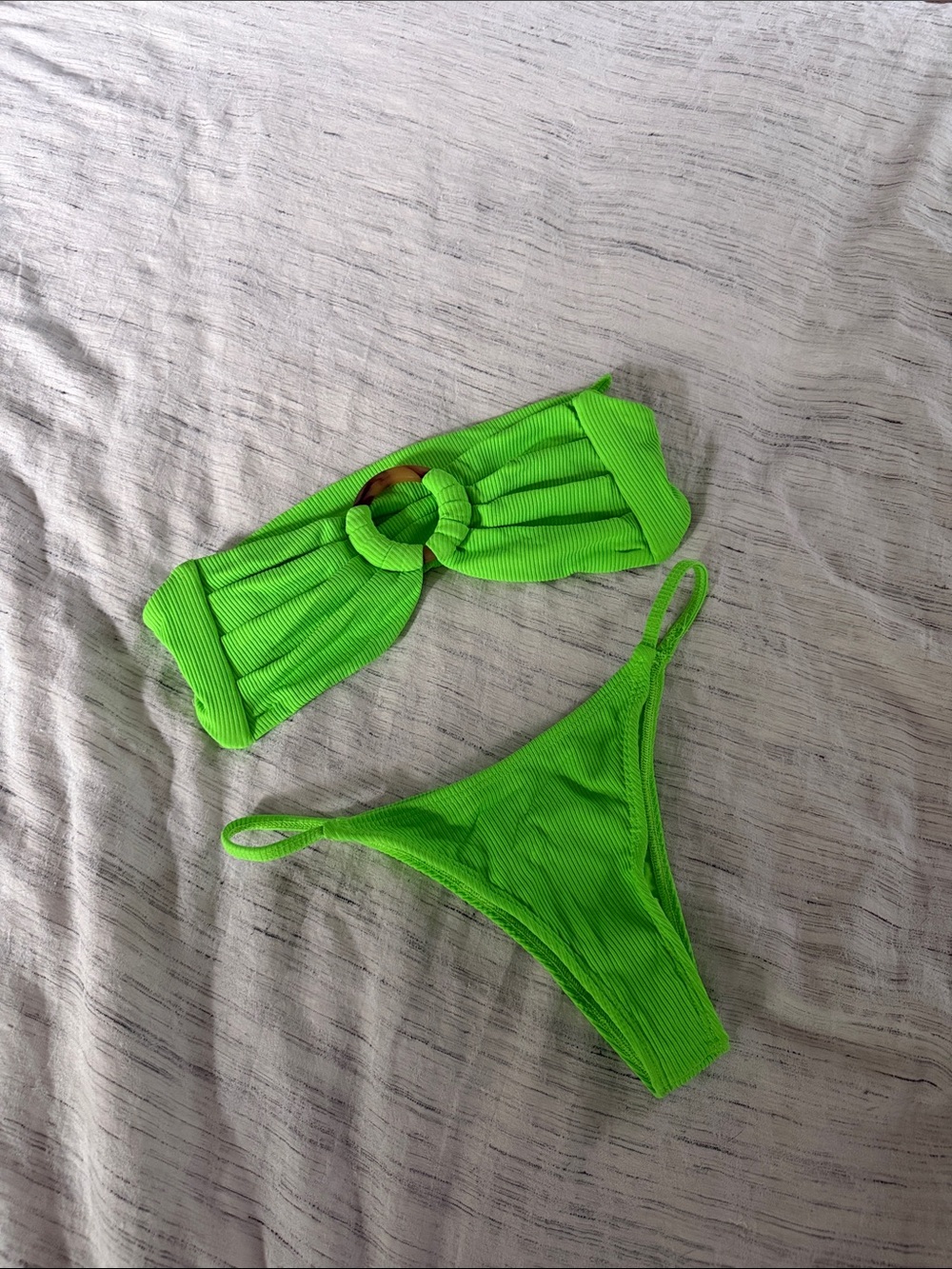 Montce Lima Micro Rib in Lime Green Bikini Set